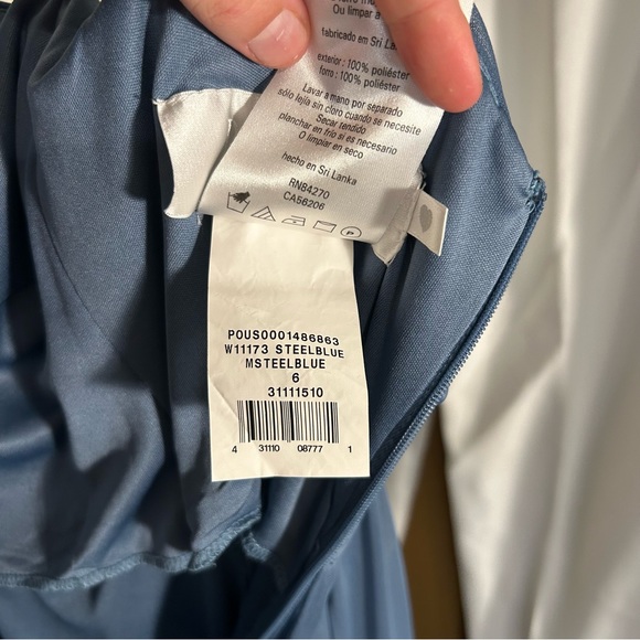 David’s Bridal Bridesmaid Dress Steel Blue - Picture 5 of 6